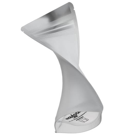 1/4 Oz (7g) CR Gusset Bags (1,000 qty) — Matte White / Gloss Clear
