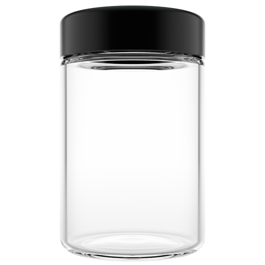 Child Resistant Glass Jar — 5 Ounce (100 qty) — Black Cap