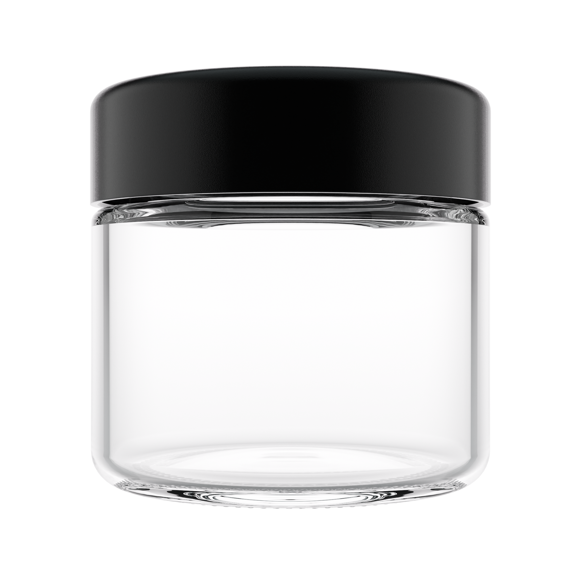 Child Resistant Glass Jar — 2 Ounce (200 qty) — Black Cap