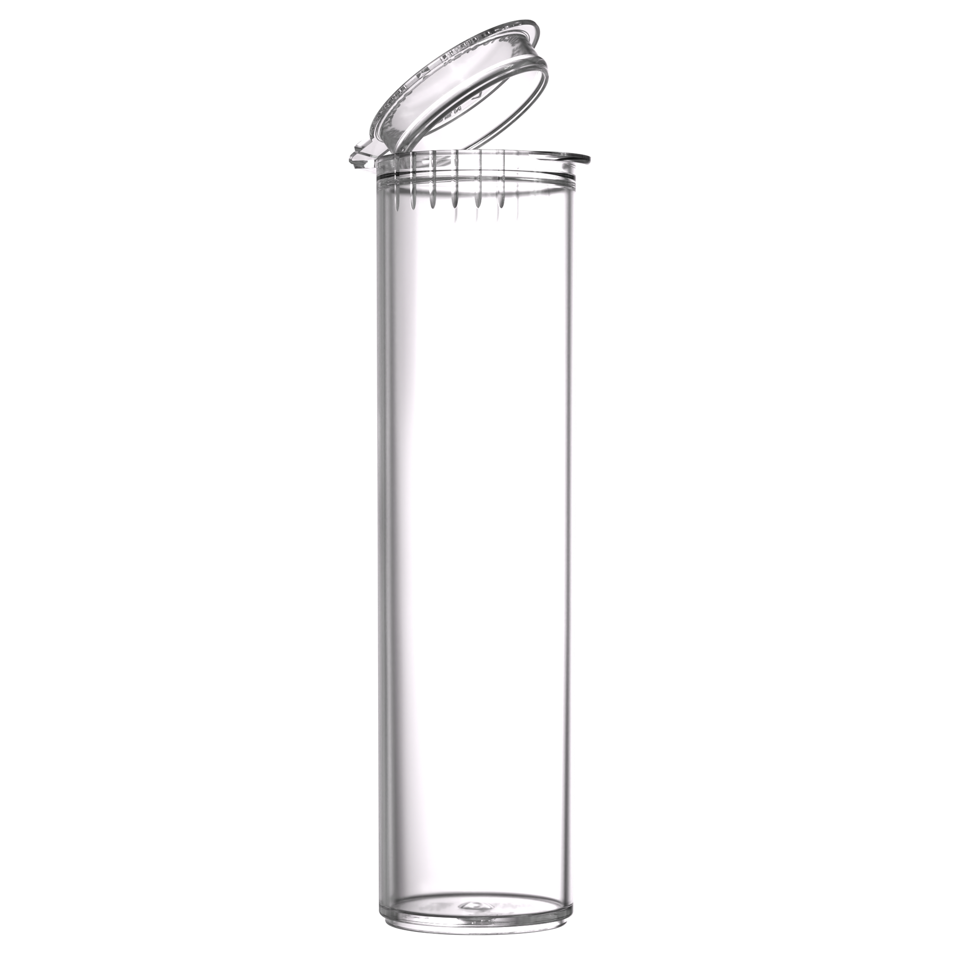 80mm Wide Pop-Top CR Slim Tubes - OPEN LID (600 qty) — Clear