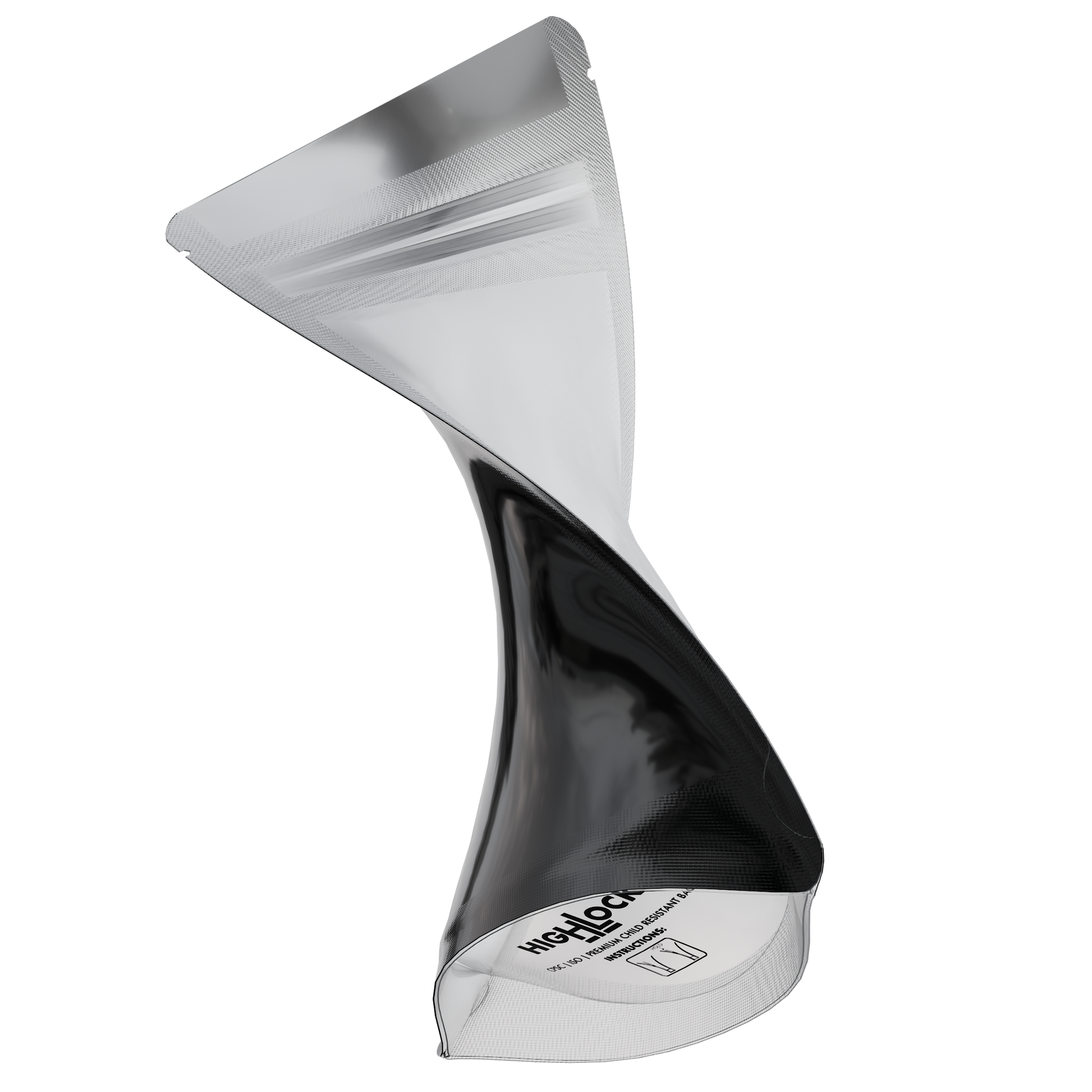 1/4 Oz (7g) CR Gusset Bags (1,000 qty) — Gloss Black / Clear