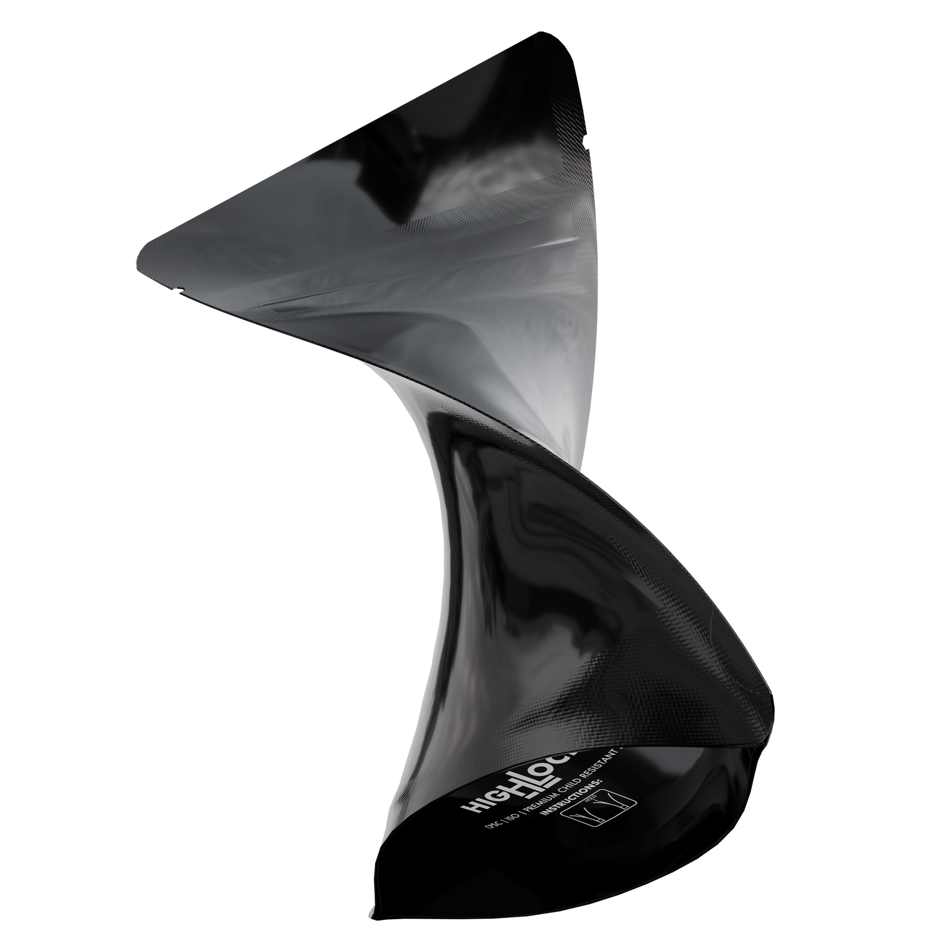 1/8 Oz (3.5g) CR Gusset Bags (1,000 qty) — Gloss Black / Gloss Black
