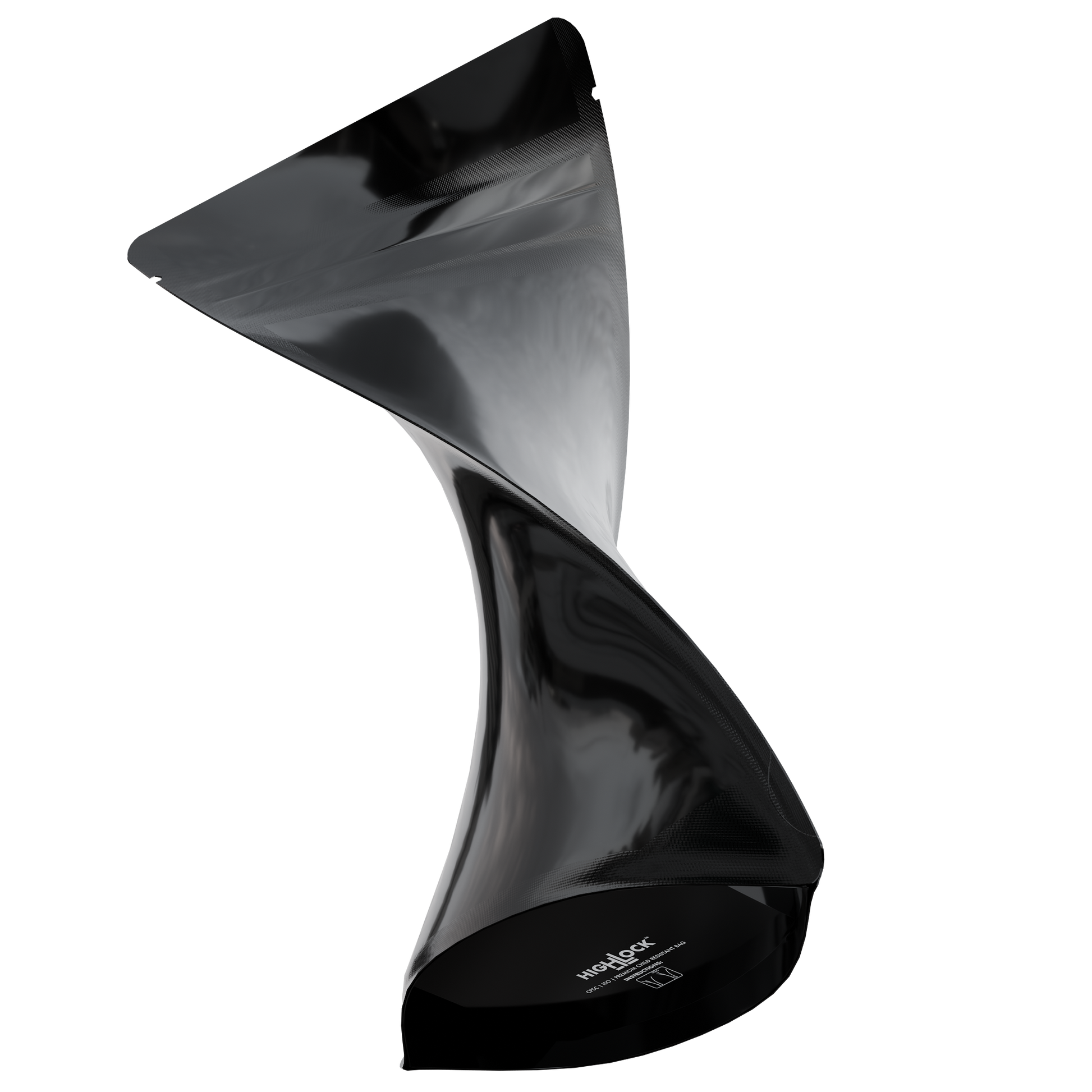 1/2 Oz (14g) CR Gusset Bags (1,000 qty) — Gloss Black / Gloss Black
