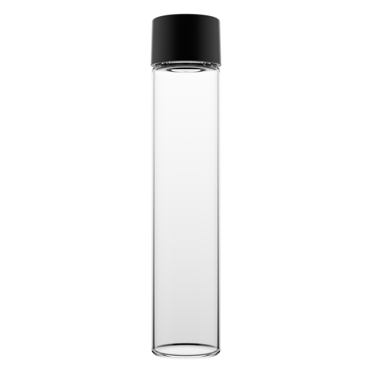 115mm Glass Child Resistant Tubes - CR Smooth Cap - (456 qty) — Black