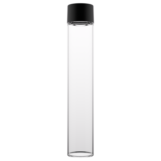 135mm Glass Child Resistant Tubes - CR Smooth Cap (456 qty) — Black